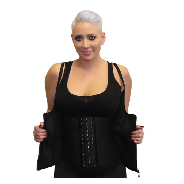 CLIP and ZIP LATEX WAIST TRAINER CINCHER VEST UNDERBUST CORSET BODY