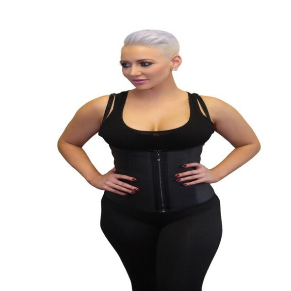 CLIP and ZIP LATEX WAIST TRAINER CINCHER VEST UNDERBUST CORSET BODY
